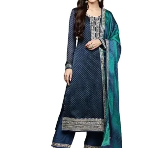 libas womens printed chiffon straight kurta with trousers